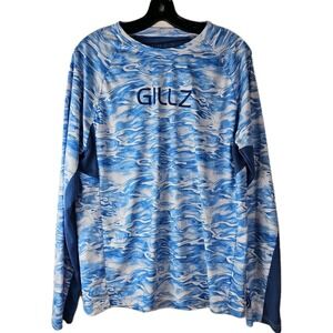 Gillz Fishing Shirt‎ Mens M Blue Long Sleeve UPF Sun Protect Outdoor Performance